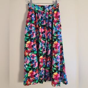 Vintage bright floral midi skirt